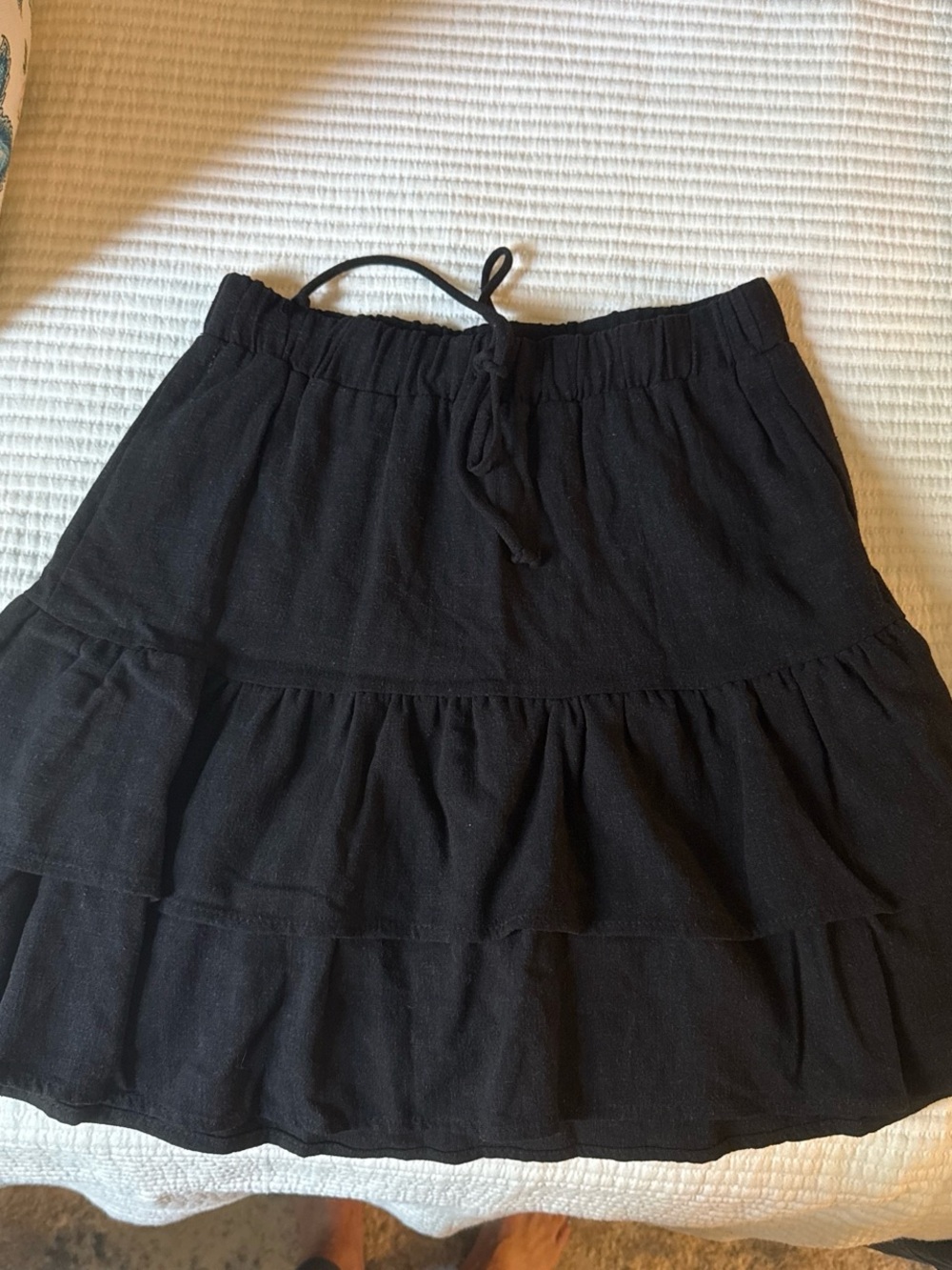 She + Sky Black Tiered Drawstring Skort